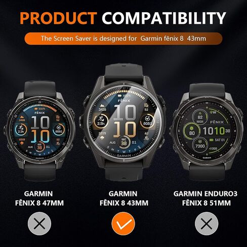 Suoman 3+2 Pack for Garmin Fenix 8 (AMOLED) 43mm Screen Protector + Charger Port, [Anti-Scratch] 2.5D 9H Hardness Tempered Glass Screen Protective Film in Saudi Arabia