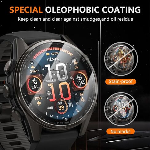 Suoman 3+2 Pack for Garmin Fenix 8 (AMOLED) 43mm Screen Protector + Charger Port, [Anti-Scratch] 2.5D 9H Hardness Tempered Glass Screen Protective Film in Saudi Arabia