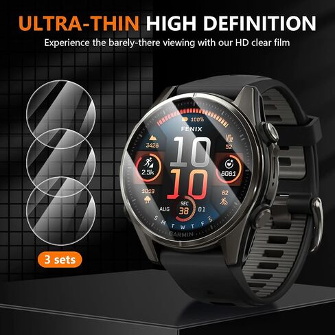 Suoman 3+2 Pack for Garmin Fenix 8 (AMOLED) 43mm Screen Protector + Charger Port, [Anti-Scratch] 2.5D 9H Hardness Tempered Glass Screen Protective Film in Saudi Arabia