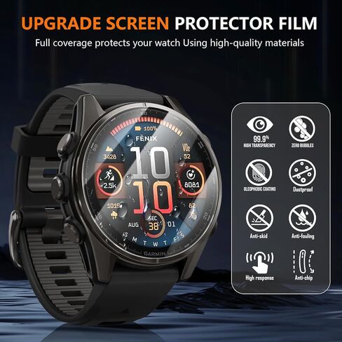 Suoman 3+2 Pack for Garmin Fenix 8 (AMOLED) 43mm Screen Protector + Charger Port, [Anti-Scratch] 2.5D 9H Hardness Tempered Glass Screen Protective Film in Saudi Arabia