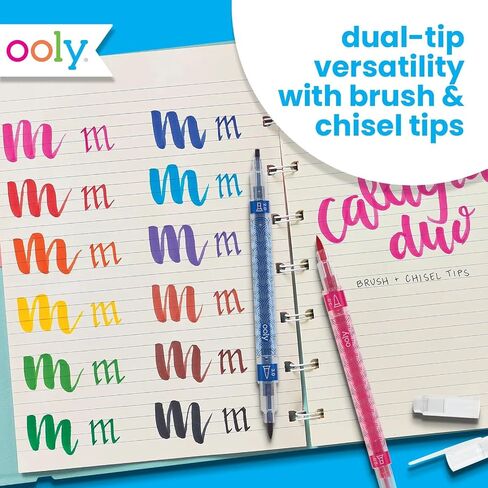 Ooly Brilliant Brush 12 Classic Colors, 12 Calligraphy Pens for Writing & Hand Lettering, Perfect Set of Brush Calligraphy Pens for Beginners or Kids with 12 Bright Colors in Kuwait