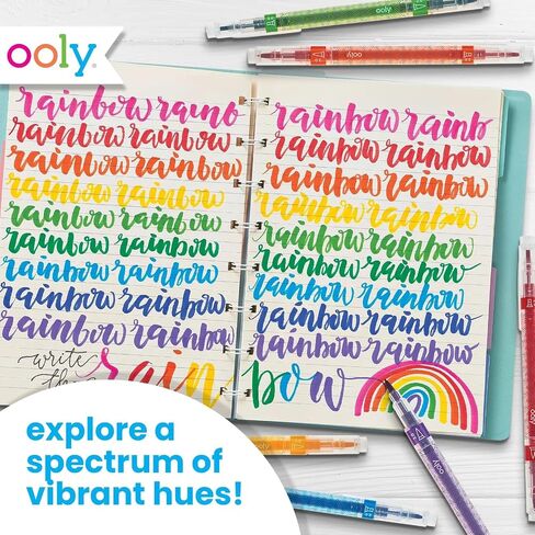 Ooly Brilliant Brush 12 Classic Colors, 12 Calligraphy Pens for Writing & Hand Lettering, Perfect Set of Brush Calligraphy Pens for Beginners or Kids with 12 Bright Colors in Kuwait