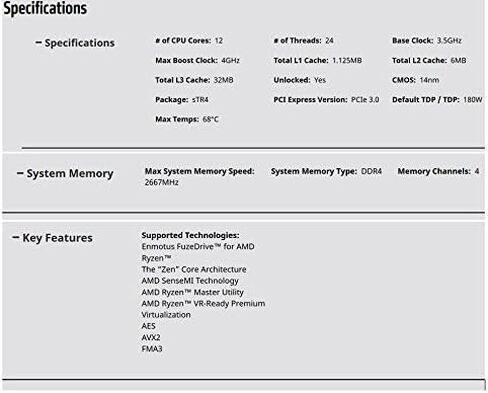 AMD YD195XA8AEWOF Ryzen Threadripper 1950X (16-core/32-thread) Desktop Processor in Kuwait