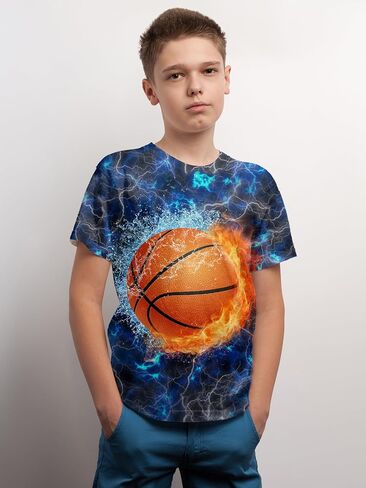 Betecoro 3D Graphic T-Shirt for Boys Girls, Casual Summer Short Sleeve Tops Tee Shirt T Shirt for Teen Youth 6-16 Years in Saudi Arabia