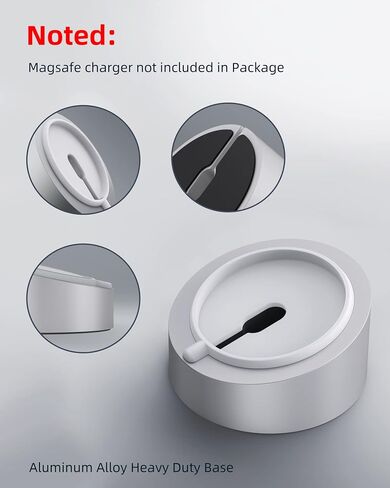 Stouchi Mag- Safe Charger Stand for 25W/15W MagSafe Charger Heavy-Duty Premium Metal Holder Base Desktop Tablet Mount for iPhone 16 Pro /16/15 Pro/15/14/13/12 -Silver in Saudi Arabia