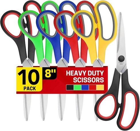 BURVAGY 10 Pack 8" Scissors All Purpose, Heavy Duty Scissors for Office in Saudi Arabia