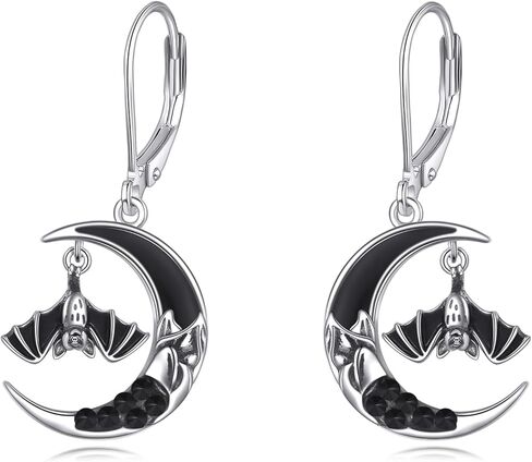 ONEFINITY Raven Crow Earrings 925 Sterling Silver Crescent Moon Crow Witchy Dangle Earrings Halloween Jewelry Gifts for Women in Kuwait