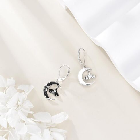 ONEFINITY Raven Crow Earrings 925 Sterling Silver Crescent Moon Crow Witchy Dangle Earrings Halloween Jewelry Gifts for Women in Kuwait