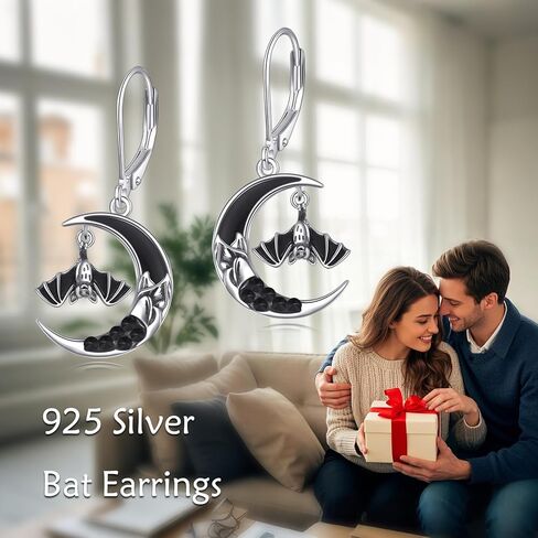 ONEFINITY Raven Crow Earrings 925 Sterling Silver Crescent Moon Crow Witchy Dangle Earrings Halloween Jewelry Gifts for Women in Kuwait