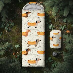 Axolotl Polar Bear Sleeping Bag for Kids Girls,Pink Strawberry Camping Bag with Kawaii Animals Compression Sack for Women,Pink Sleeping Mat for 3 Season Traveling Outdoor Hiking Camping Gear Equipment