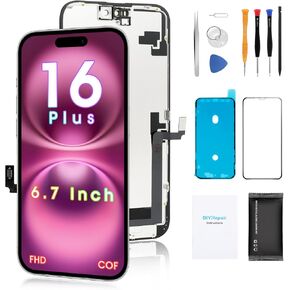 للحصول على iPhone 16 Plus Screen Replacement 6.9 '، COF FHD 3D Touch Display Kit Full Repair ، مجموعة أرقام مع مجموعة أدوات ، زجاج مقسى ، تعليمات