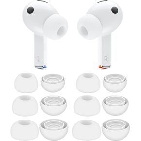 6 Pairs Galaxy Buds 3 Pro Ear Tips Buds Eartips, S/M/L Replacement Soft Silicone Rubber Flexible Gel Earbuds Earplug Fit in Case Compatible with Samsung Galaxy Buds 3 Pro - Gray
