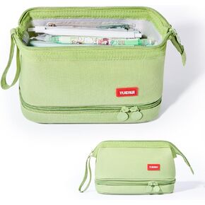 Pencil Case - 2-Layer Large Capacity Pencil Pouch with Sturdy Zipper, Big Aesthetic Stationery Pen Pouch with Handle, College Pencil Storage Box Organizer Makeup Bag for Women & Men(Black) in Kuwait