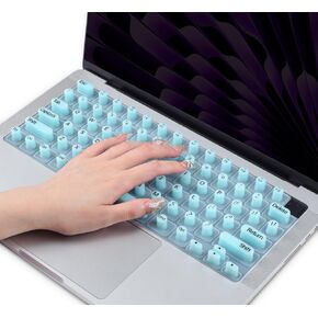 Raised Keyboard Cover for Long Nails, MacBook Air 13" 15" 2025-2022 / MacBook Pro 14" 16" M4 M3 M2 M1 chip 2024-2021 Keyboard Protective Cover for Nail Art, Mint