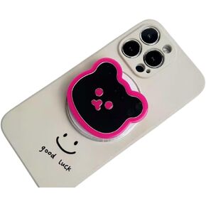 Cute 3D Bear Phone Grip - Collapsible Magnetic Finger Holder for Back of Phone - Anti-Slip, Comfortable & Easy to Attach or Remove Accessories for Cellphones & Tablets (BG2-PhoneGrip- Pink)