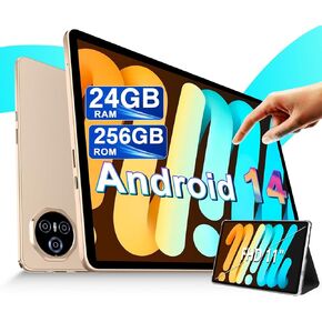 2025 Lastest 11 inch Tablet, Android 14 Tablets with 24GB RAM+256GB ROM(2TB TF), Octa-Core 2.0GHz, 8000mAh Battery, (13+5)MP Camera, Supports Widevine L1, 5G WIFI, GPS, BT5.0, Tablet with Case -Gray