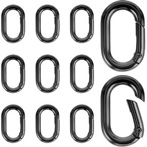 10Pcs Mini Carabiner Clip 1inch Small Carabiner Metal Tiny Oval Carabiner Keychain Hook Clips Spring Keyring Buckle for Paracord Lanyard Keychain, Car Key Rings Hook, Dog Tag Clips, Purse(Black)
