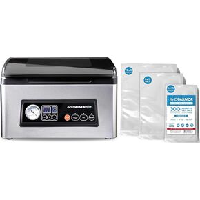 Avid Armor Ultra Series USV32 Chamber Vacuum Sealer Bundle - Premium Vacuum Sealer Machine with 300 BPA-Free Heavy Duty Chamber Pouches, Assorted Sizes for Professional and Home Food Preservation