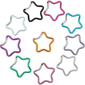 Multicolor Star Shaped Carabiner Clip 10PCS Aluminum Carabiners Hook Clip Keychain Spring Snap Hook Carabiners Snap Hook Holder for Carabiner Keychains Wallet Hiking Traveling Outdoor Accessories
