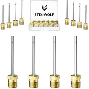 ETENWOLF 12 Pack Brass Ball Pump Needles, No Break Heavy Duty Air Pump Needles for Balls with Storage Case, Compatible with Hand Pump and Electric Pump, Stainless Steel Body