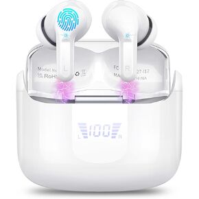 Wireless Earbud, Bluetooth Headphones 5.3 NEW 40H Ear Buds Bass Stereo Earphones Noise Cancelling Earbud with 4 ENC Mic in-Ear Bluetooth Earbud USB-C LED Display IP7 Waterproof Sport for Android iOS