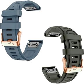 استبدال شريط الساعات 20 مم لـ Garmin Fenix ​​5S/5S Plus/6S/7S/Instinct 2S/D2 ， سيليكون سريع مناسب مع مشبك Rosegold و CaptainBlue و ArmyGreen Bundle