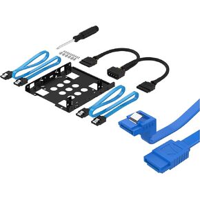 SABRENT 3.5-Inch to x2 SSD / 2.5-Inch Internal Hard Drive Mounting Kit + SATA III (6 Gbit/s) Right Angle Data Cable with Locking Latch