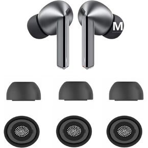 استبدال Galaxy Buds3 Pro Pro Earbuds Tips Silicone Ear Tips ، Galaxy Buds 3 Pro Eartips S/M/L 3 حجم 3 أزواج ترقية أسود 913B3