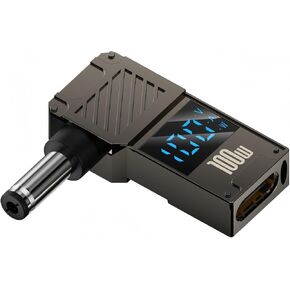 Female USB C to DC 5.5mm x 2.1mm Male Converter for Laptop, 100W 20V USB Type C Input to DC5521 Power Converter display Charging power watt, Work with PD Charger/PD Power Bank and c to c Cable