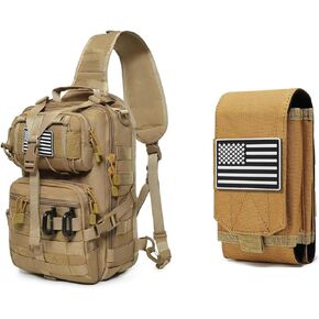 Tactical Sling Backpack and Dual Molle EDC Phone Pouch