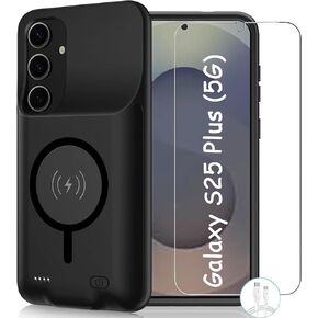 Battery Case for Galaxy S25 Plus(6.7 inch),[12000mAh] Large Capacity Slim Portable Protective Fast Charging Case Backup Power Bank Battery Case Compatible with Galaxy S25 Plus-Black
