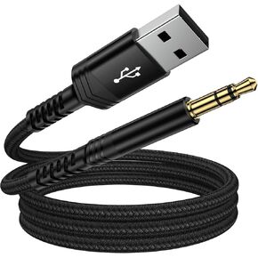 USB Male to 3.5mm AUX Audio Cable,3FT USB to 3.5mm TRRS Audio Jack Adapter Nylon Braided AUX Adapter Converter for PC, Laptop, Speaker,Mac OSX,Desktops,PS5, PS4,Windows, Headphones