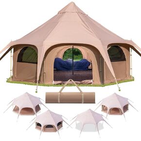 Glamping Canvas Tent - 16x9ft Tent with Stove Jack, Canopy Vents