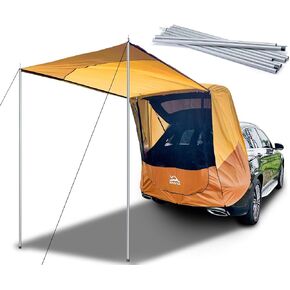 Poles Included Tailgate Shade Awning Tent for Car Camping Road Trip Essentials Small to Midsize SUV Waterproof 3000MM UPF 50+ Yellow (Small)