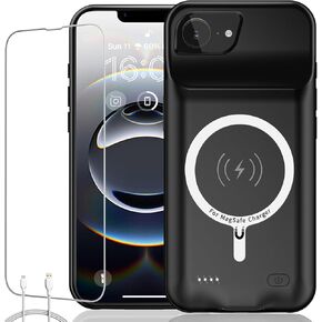 Battery Case for iPhone 16e, Upgraded 10800mAh Rechargeable Portable Extended Battery Pack Supported Qi Wireless Charging Case Compatible with iPhone 16e(6.1 inch) Charger Cover(Black)
