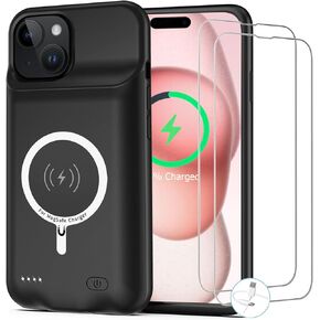 علبة البطارية لـ iPhone 15 Plus ، [12000mah] محسّن محمول قابلة لإعادة الشحن Qi Wireless Charger Case Pack Pack Pack Pack Carplay Carplay Case Case المتوافقة مع iPhone 15 Plus (6.7 بوصة).