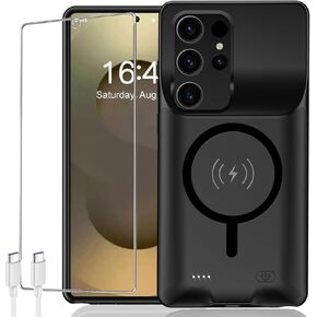 Battery Case for Galaxy S25 Plus, [12000mAh] Slim Portable Protective Fast Charging Case Backup Power Bank Battery Case Compatible with Galaxy S25 Plus-6.7 inch-Black