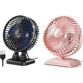 JZCreater Desk Fan, USB Fan for Desk, Strong Airflow, 360° Rotation Desktop Cooling Personal Fan, 3 Speed, Quiet Mini Fan, USB Powered, Protable Small Fan for Home Office Bedroom Car Travel, Black