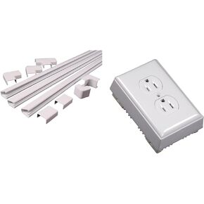 Legrand Wiremold C210 12 Foot Cord Cover Kit and Nonmetallic Plastic Raceway Outlet Kit with Wall Plate (1 Pack Each)