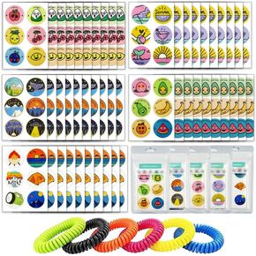 Mosquito Repellent Stickers, 300 Pack for Kids & Adults, Outdoor/Indoor, Natural Plant-Based, 6 Mosquito Bracelets Included