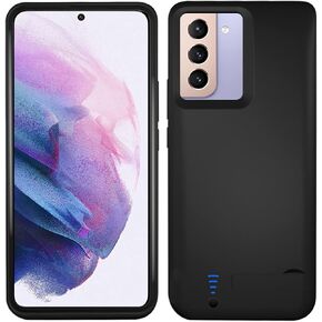 Fey Battery Case for Galaxy S21 Plus, Batteri Charging Cases for Samsung Galaxy S21+ Plus 5000mAh Rechargeable Extended Backup Power Bank Charger Cover, Black
