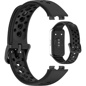 Replacement Silicone Smart Adjustable Band Compatible with Huawei Band 9/Band 9 NFC/Band 8/Band 8 NFC Breathable Wrist Strap Bracelet Band, Soft And Durable(Black)