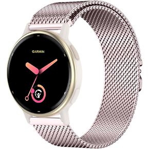 Mesh Metal 22mm Watch Bands Compatible with Garmin Venu 3/2/Forerunner 265/255,Stainless Steel Magnetic Loop Adjustable Quick Release Replacement Strap for Garmin Vivoactive 4 Women Men