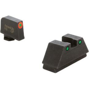 AMERIGLO Optic Compatible Sight Set for Glock - XL Tall Green Tritium Orange Outline .315" Front, Green Tritium Black Outline .394" Rear