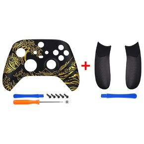 eXtremeRate Custom Shell + Rubberized Grips Replacement Back Panels for Xbox Series X/S Controller - Black