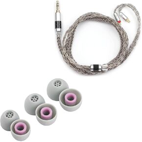 Linsoul Tripowin Zonie 16 Core Silver Plated IEM Cable(2pin-0.78mm, 3.5mm, Grey) + Kiwi Ears Flex Earbud Tips 3 Pairs, S/M/L Size
