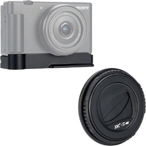 JJC Metal Grip Extension Bracket + Magnetic Lens Cap Cover for Sony ZV-1F ZV1F Camera