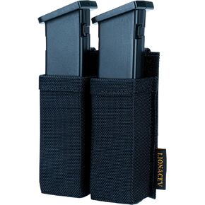 Universal MOLLE Mag Pouch Holster - Tactical Double Magazine Pouch Holder for 9mm with Quick Release Insert, Fits Single & Double Stack Mags on Battle Belts, Duty Vests, and Chest Rigs