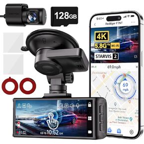 REDTIGER F7N Touch Dash Cam with Adhesive Pads