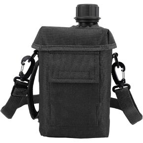 Outdoor Water Bottle - 2L Portable Water Canteen with Waist Bag, Multi Fuctional PVC Flat Camping Water Bottle for Military Surplus or Bushcraft Gear (Khaki) in Kuwait